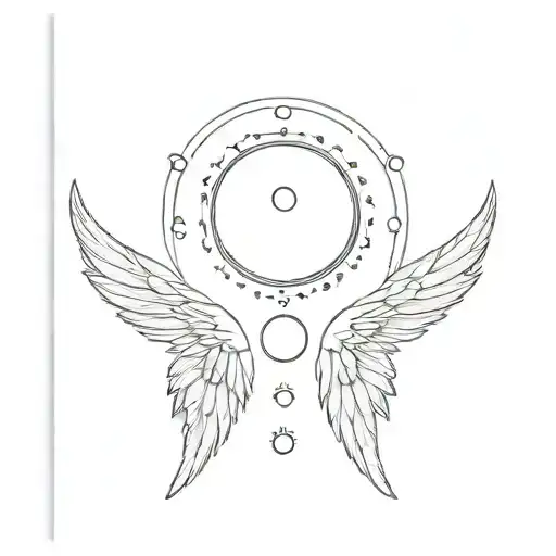 A Delicate Tattoo Of Angel Wings With Moon Phases Incorporated Within The Feathers