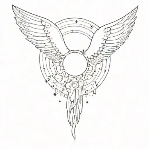 A Celestial Being With Wings Made Of Moon Phases