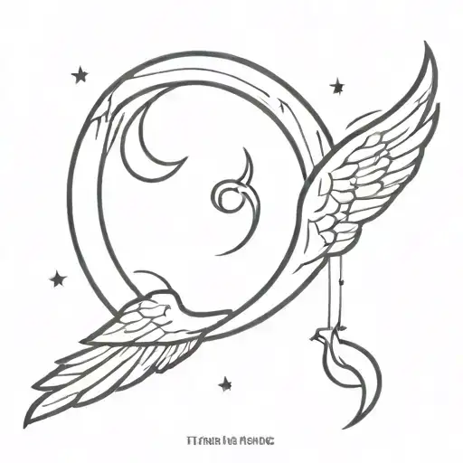 Angel Wings Transforming Into A Crescent Moon