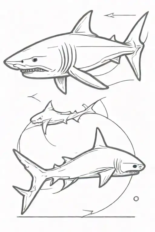 Shark Outline Drawing Tattoo Spine