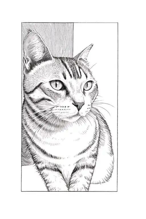 American Shorthair Cat With M Shaped Fur On Forhead And White Chest
