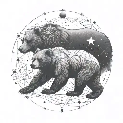 An Intricate Design Of A Bear Constellation Intertwined With Family Symbols