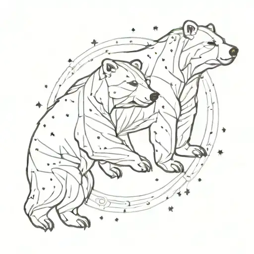 An Intricate Design Of Two Bears Constellation Intertwined With Family Symbols