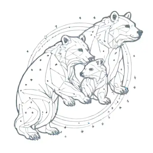 An Intricate Design Of Two Bears Constellation Intertwined With Family Symbols