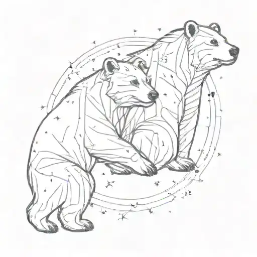 An Intricate Design Of Two Bears Constellation Intertwined With Family Symbols