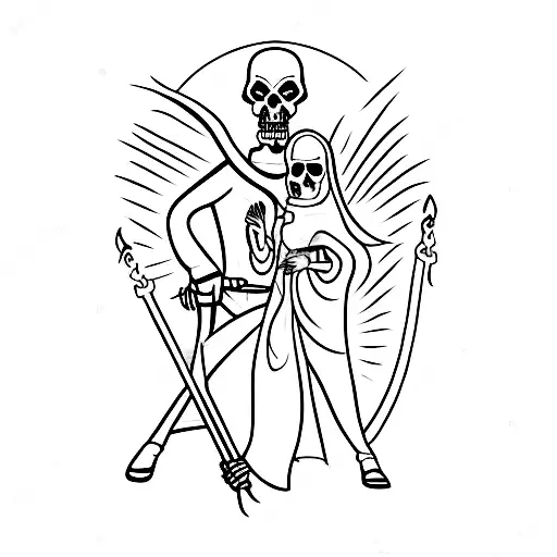 Grim Reaper Holding Female