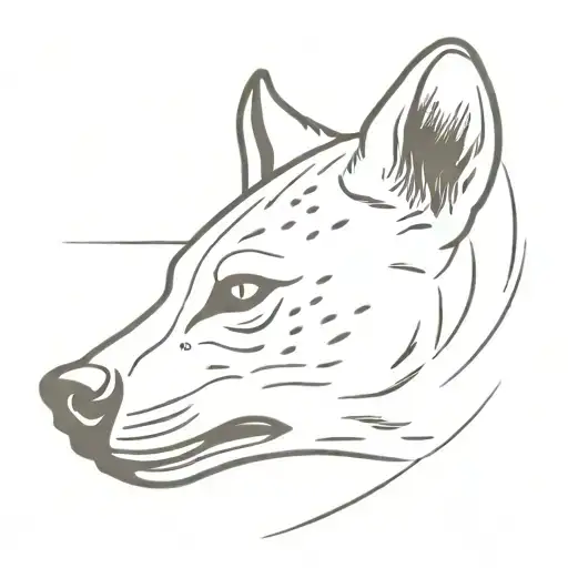 Hyena Head In Front Of Sun Setting