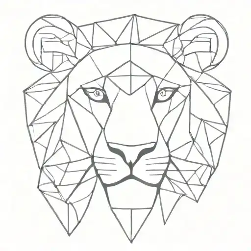 Outline Lion Head With Triangles