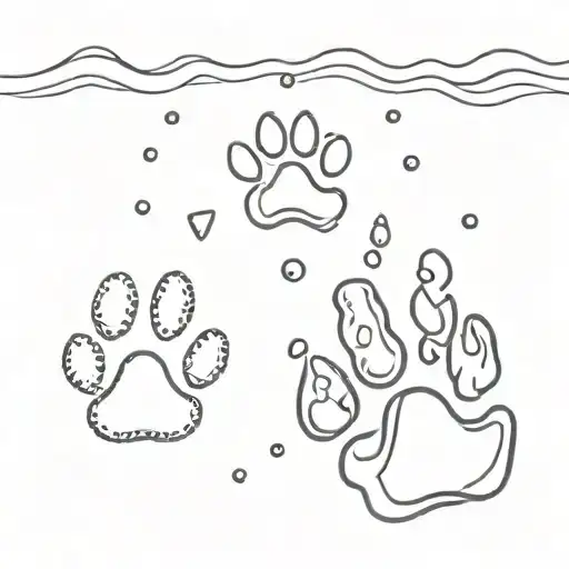 Beach Dog Paw Prints