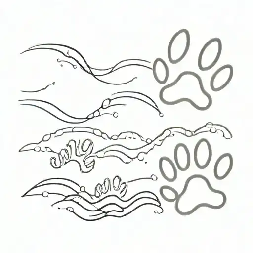 Beach Waves Dog Paw Prints