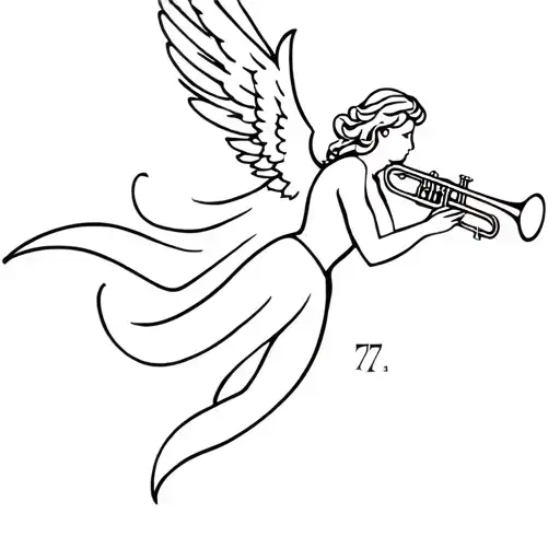 An Angel With A Trumpet And The Number 777 Ahead