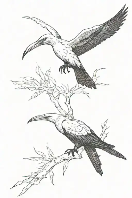 Perched Frigate Bird With Tail Made Up Of Many Frigate Birds