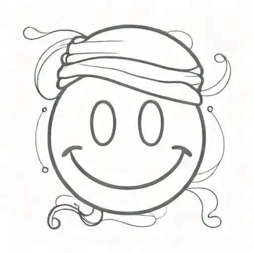 Line Art Of A Smiley Face Blindfolded But Happy