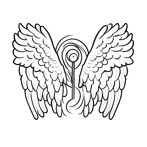 Simple Angel Wings With Number 17 In Between