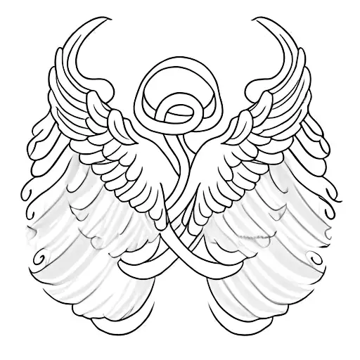 Small Simple Angel Wings With Number 17 In Between