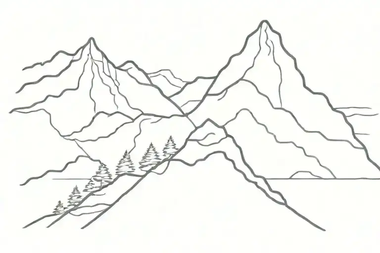 Simple Abstract Mountain With Cool Flowy Lines
