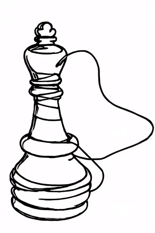 Chess Pawn Formed By A Sewing Thread Forming The Shape