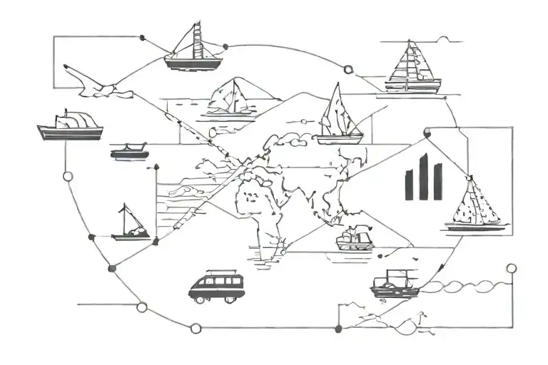Travel Around The World Using Geometric Shapes And Various Transportation