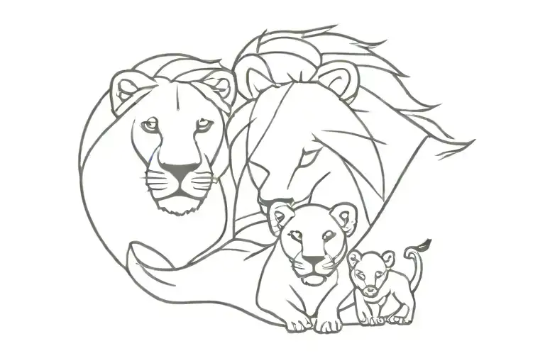 Lion With Mom And Dad