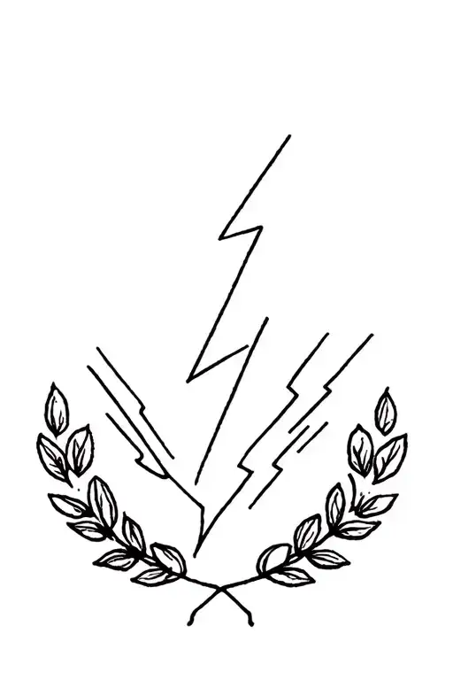 Laurel Leaf Wreath And Lightning Bolt