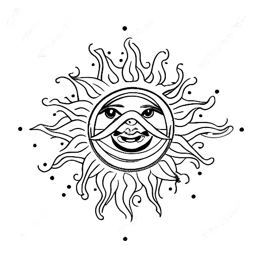 Sun Sign With Ing Yang