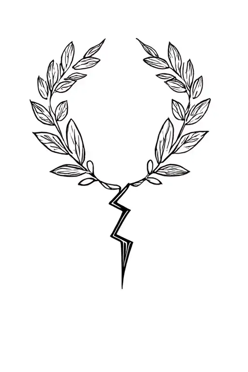 Laurel Leaf Wreath And Lightning Bolt