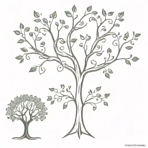 Whimsical Design Of A Family Tree With Each Branch Representing A Different Family Member