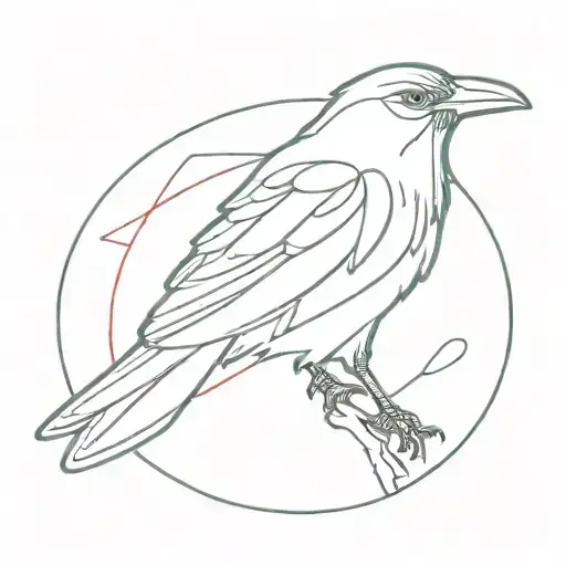 Red Hologram With A Crow