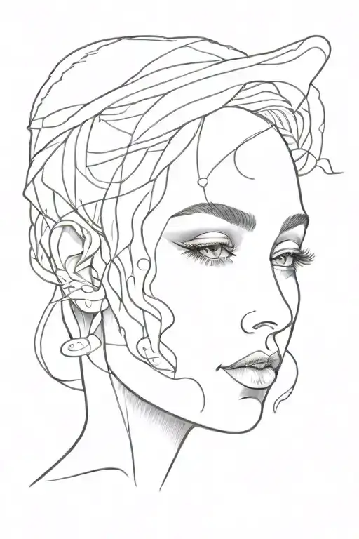 Abstract Elf With-woman Front-face Under Water