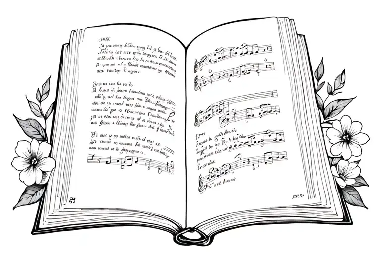 Dark Romace Book Surrounded My Music Notes And Flowers