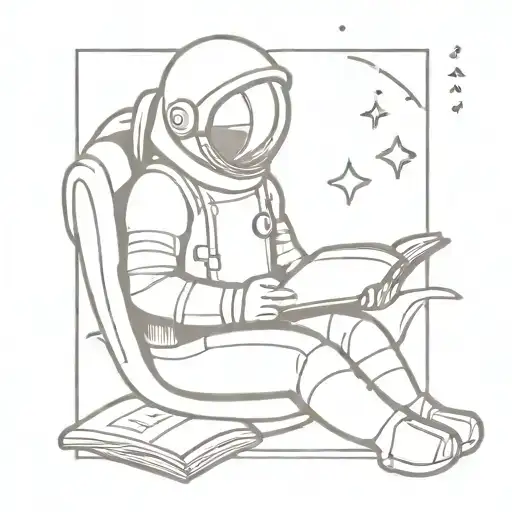 A Spaceman Reading A Book In Outer Space