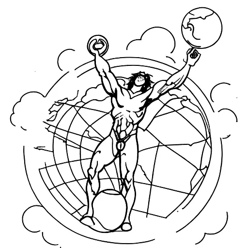 Atlas Holding The World On Top Of His Shoulders