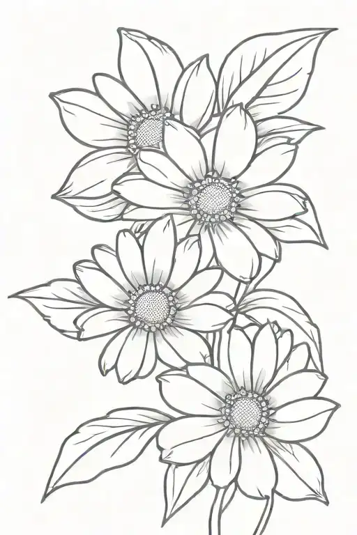 Line Art Of 2 Daisies