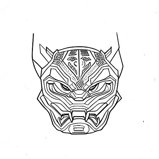 Hannya Mask And A Black Panther With Flowers