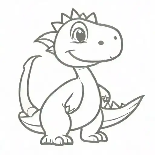 Cartoon Cute Dinosaur Wearing A T-shirt Facing Forward