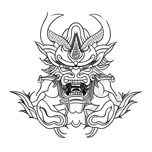 Oni Mask With Japanese Dragon