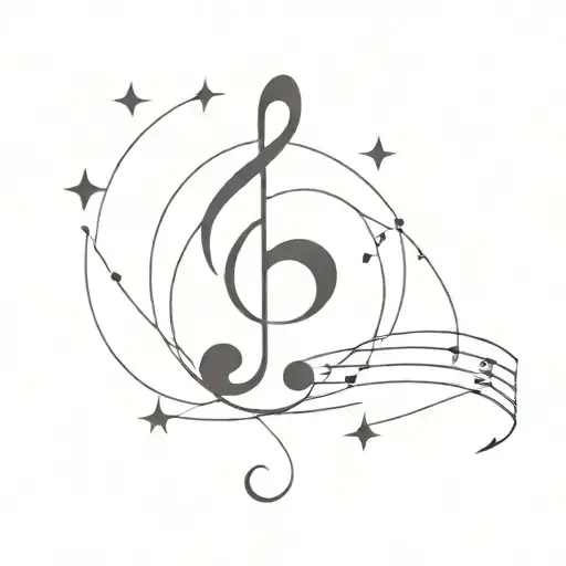 A Minimalist Design Of A Music Note Intertwined With A Star