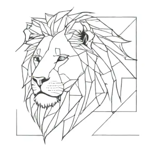 A Lion With A Geometric Pattern Incorporated Into Its Mane