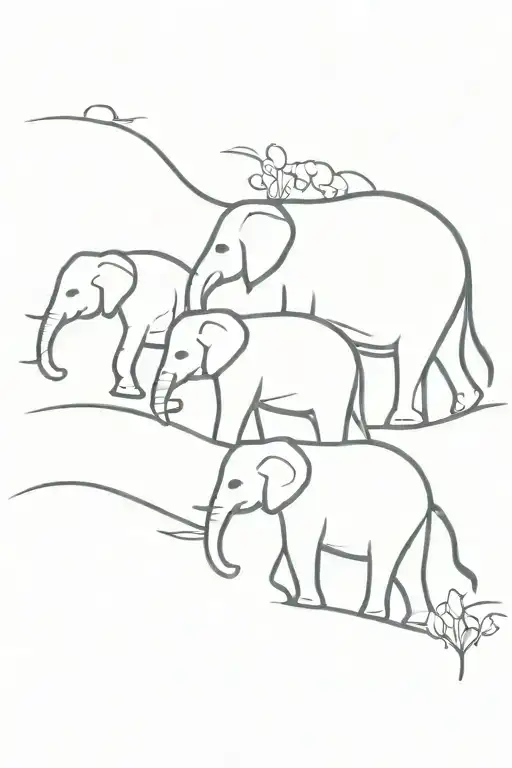 Elephants In A Line