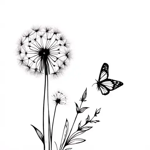 Dandelion With A Butterfly