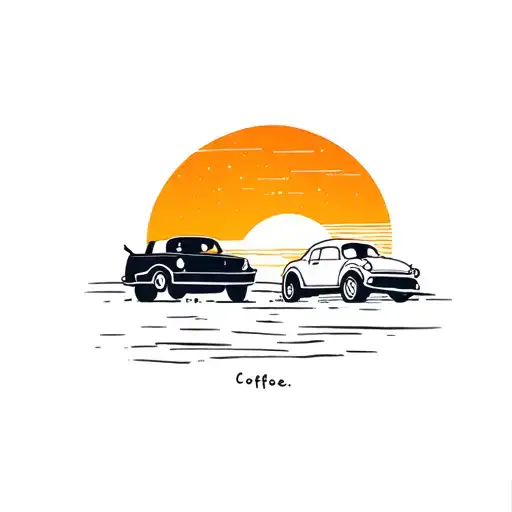 Cars Sunset Beach Coffee Girls