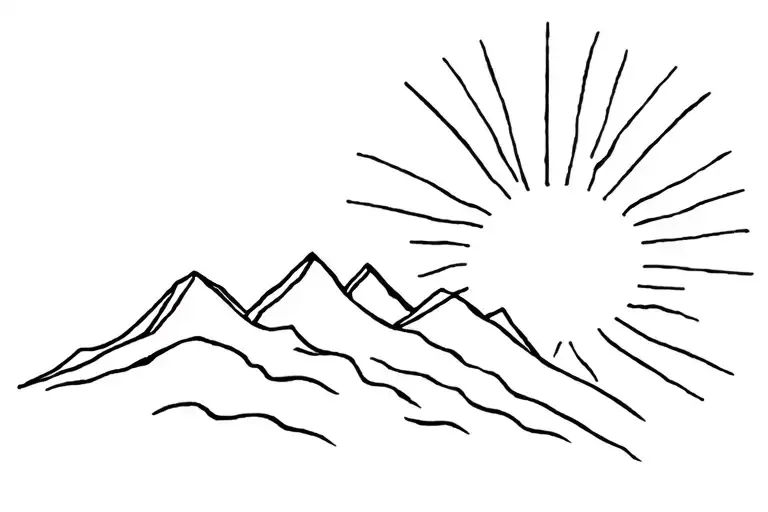 Table Mountain Range Forming The Shape Outline With Sun