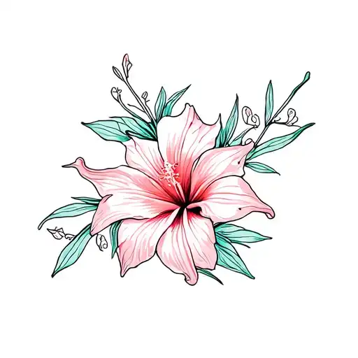 Lily And Hibiscus Intertwined