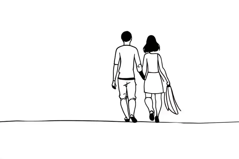 Dad Little Daughter Walking Away