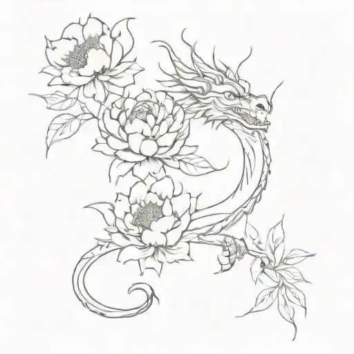 Dragon And Peonies