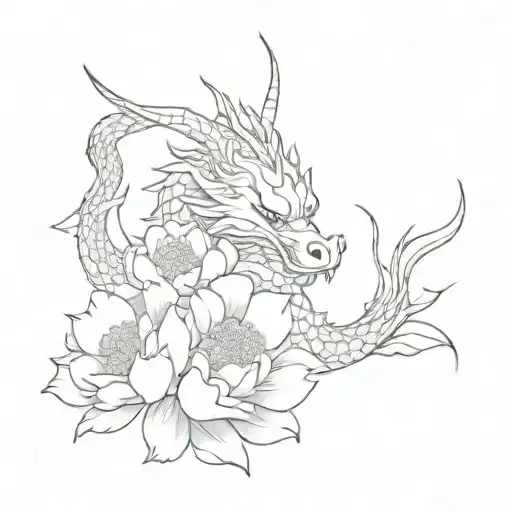 Korean Dragon And Peonies