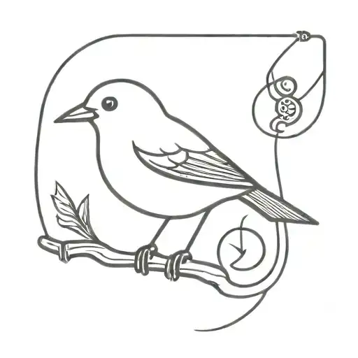 Robbin Bird With Fishing Rod