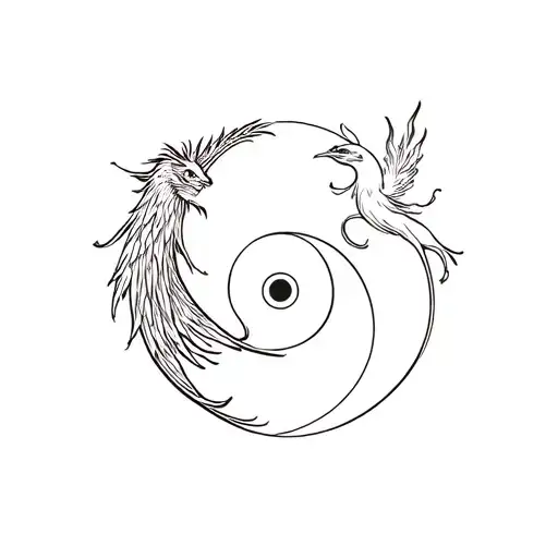 Yin Yang Dragon And Phoenix Bird