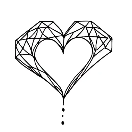 Single Line Drawing Heart And Diamond