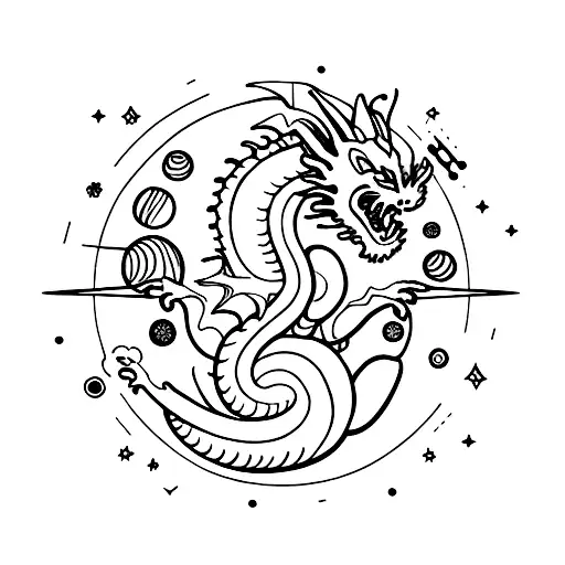 Dragon With Planets